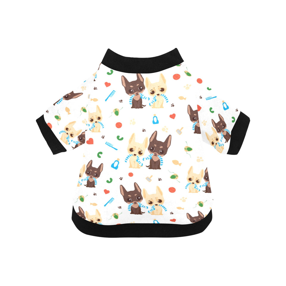 Cute Chihuahua dog pattern All Over Print Pet Dog Round Neck Fuzzy Shirt