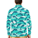 Dolphin sea pattern Men's Long Sleeve Polo Shirt