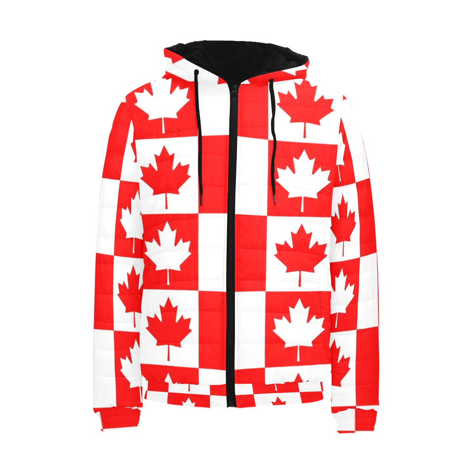 Canada Pattern Print Design 05 Men's Padded Hooded Jacket