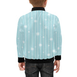 Snowflake pattern blue stripe background Kids' Boys' Girls' Bomber Jacket