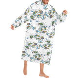 Peacock feather pattern Blanket Robe with Sleeves