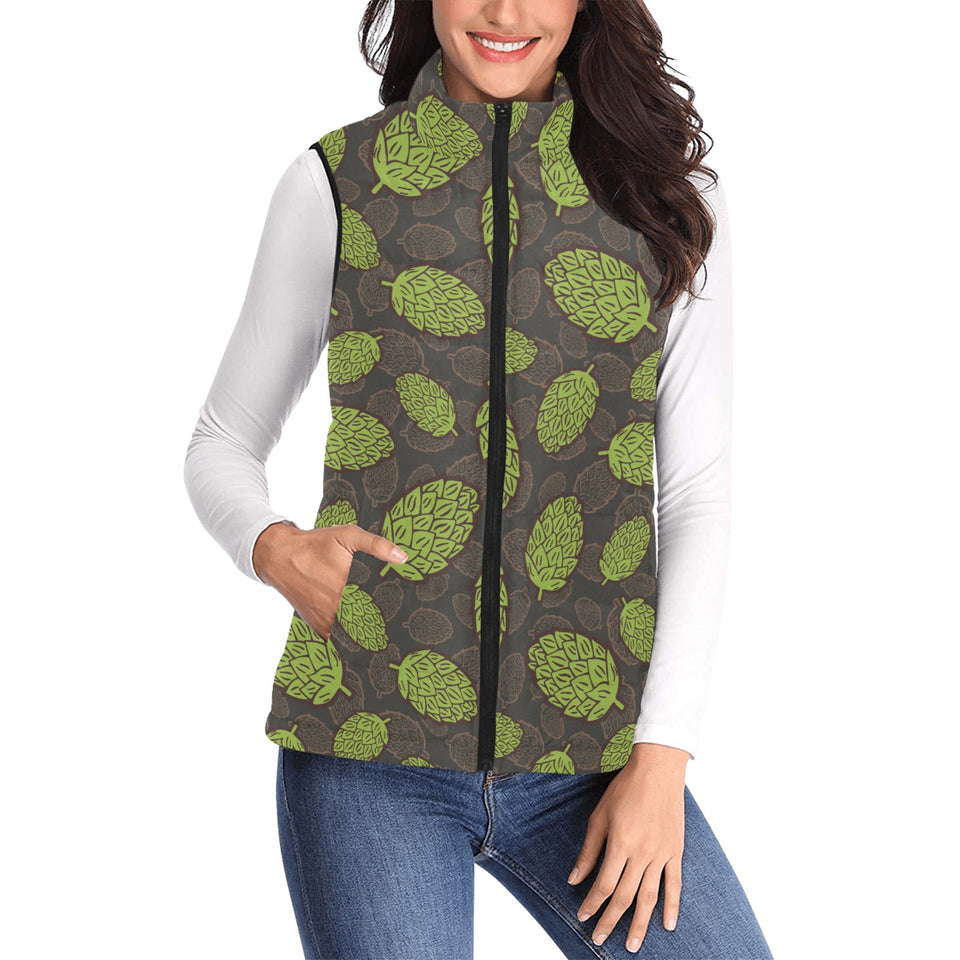 Hop pattern black background Women's Padded Vest