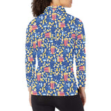 Popcorn Pattern Print Design 01 Women's Long Sleeve Polo Shirt