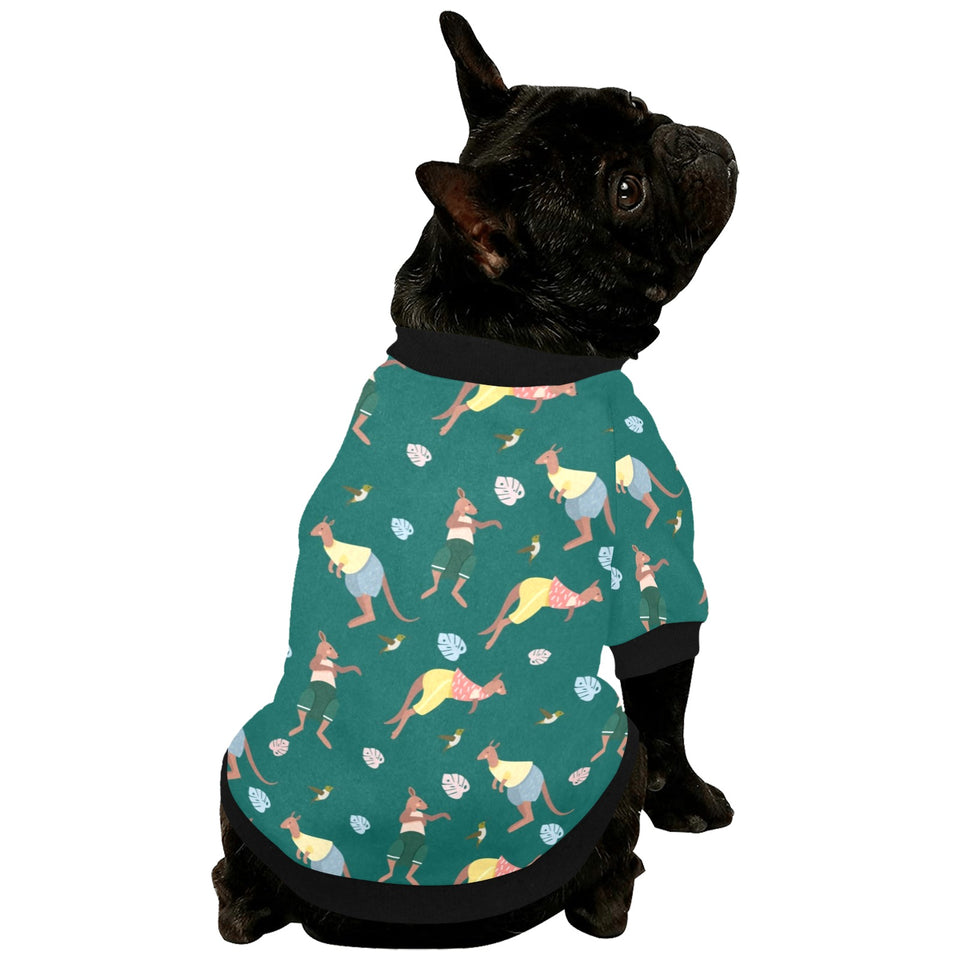 Kangaroo leaves pattern All Over Print Pet Dog Round Neck Fuzzy Shirt
