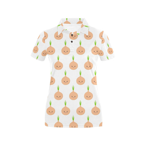 cute onions smiling faces Women's All Over Print Polo Shirt