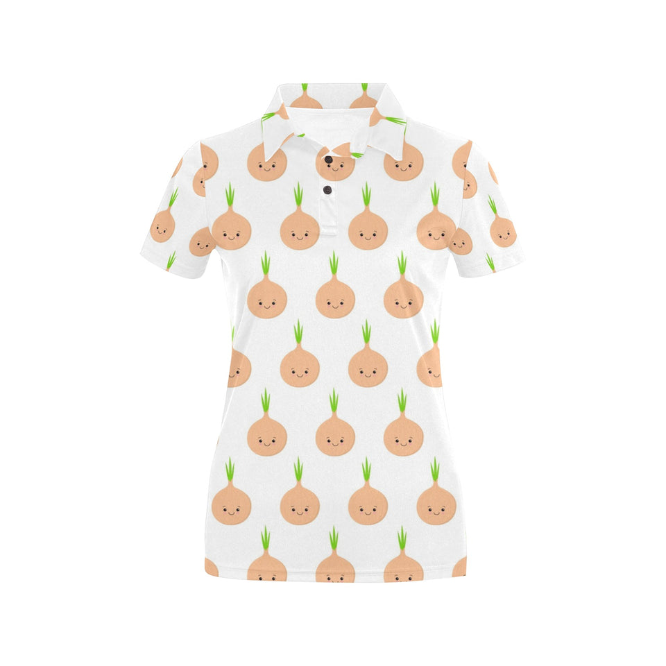 cute onions smiling faces Women's All Over Print Polo Shirt