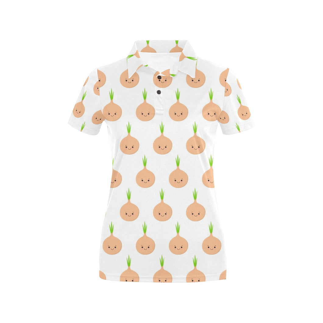 cute onions smiling faces Women's All Over Print Polo Shirt