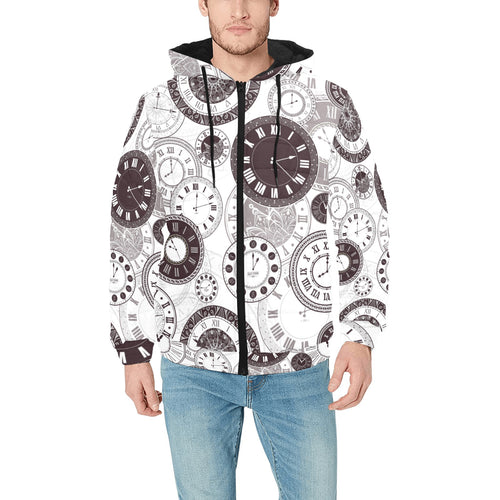 Classic vintage clock pattern Men's Padded Hooded Jacket