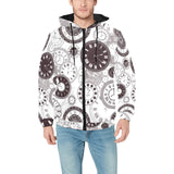 Classic vintage clock pattern Men's Padded Hooded Jacket