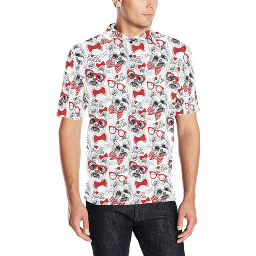 Yorkshire Terrier Pattern Print Design 04 Men's All Over Print Polo Shirt