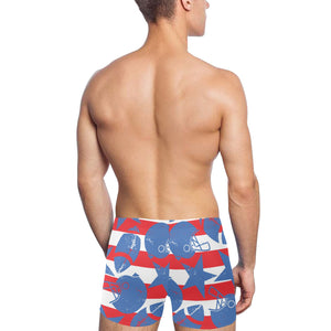 American football ball star stripes pattern Men's Swimming Trunks