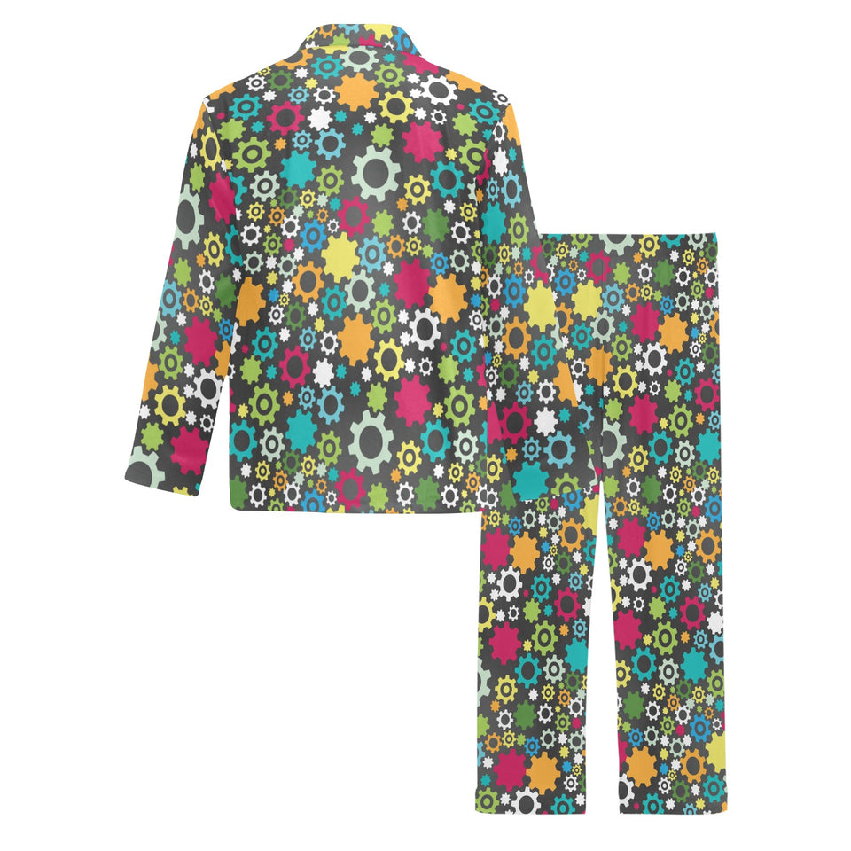 Gear Pattern Print Design 03 Men's Long Pajama Set