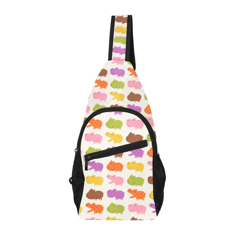 Hippopotamus Pattern Print Design 01 All Over Print Chest Bag