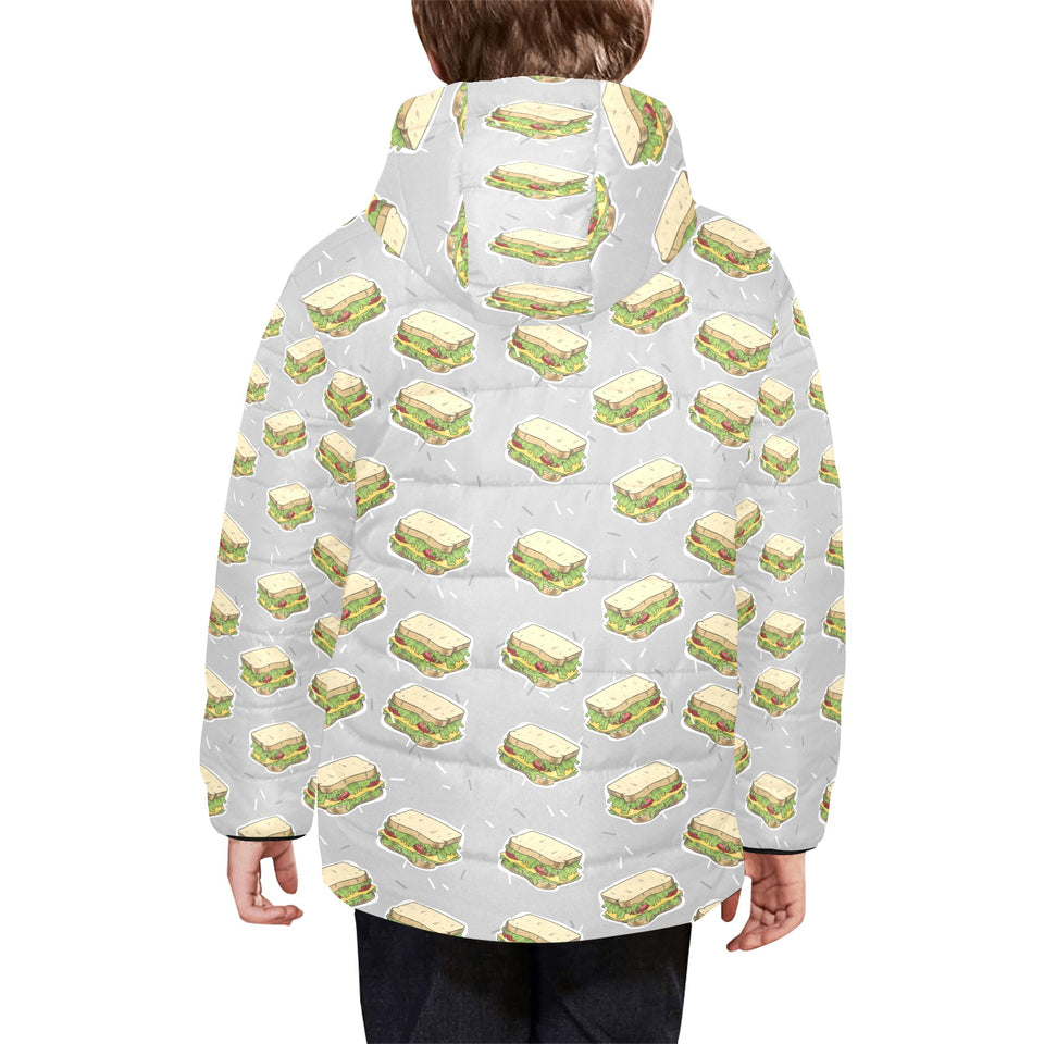 Sandwich Pattern Print Design 05 Kids' Boys' Girls' Padded Hooded Jacket