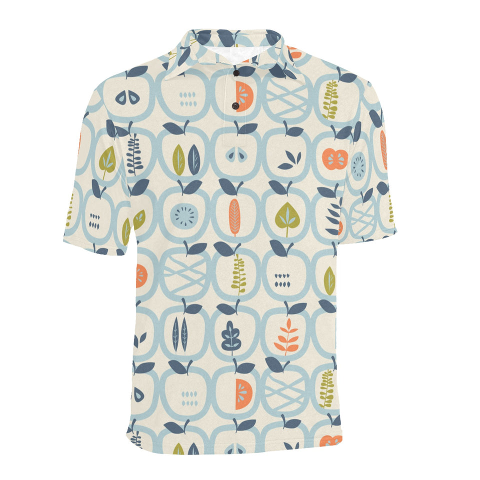 apples leaves pattern Men's All Over Print Polo Shirt
