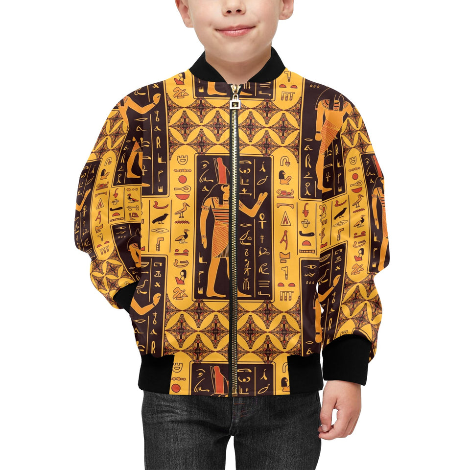 Egypt Hieroglyphics Pattern Print Design 05 Kids' Boys' Girls' Bomber Jacket