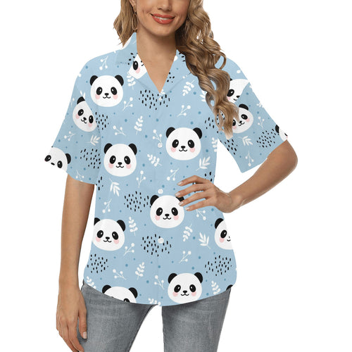Cute panda pattern Women's All Over Print Hawaiian Shirt