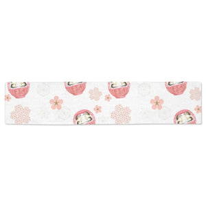 Daruma japanese wooden doll cherry blossom flower Table Runner