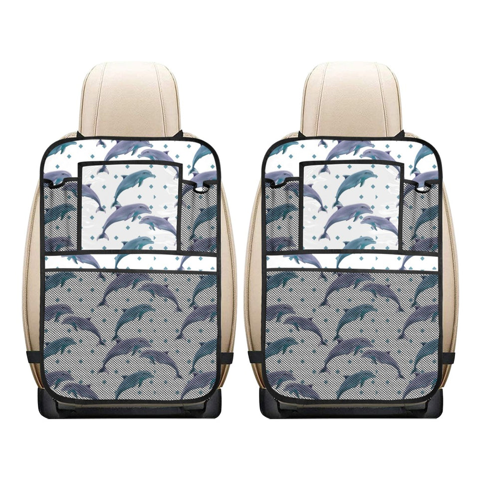 Dolphins pattern dotted background Car Seat Back Organizer