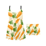 Carrot Pattern Print Design 01 Chest Sexy Pleated Two Piece Swim Dress