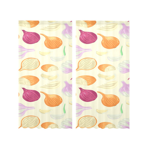 Onion garlic white red pattern Gauze Curtain