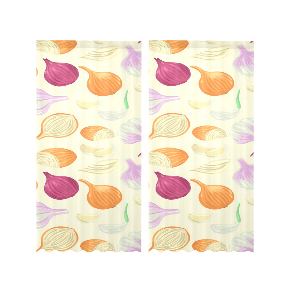 Onion garlic white red pattern Gauze Curtain