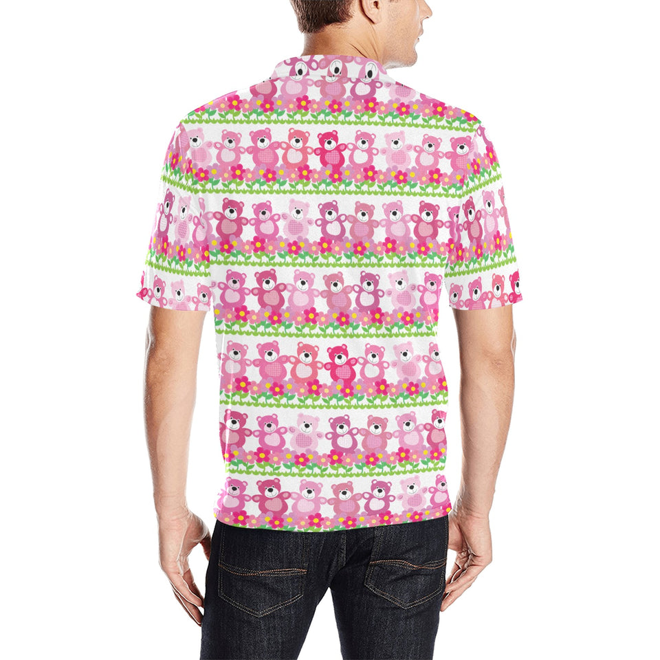 Teddy Bear Pattern Print Design 04 Men's All Over Print Polo Shirt