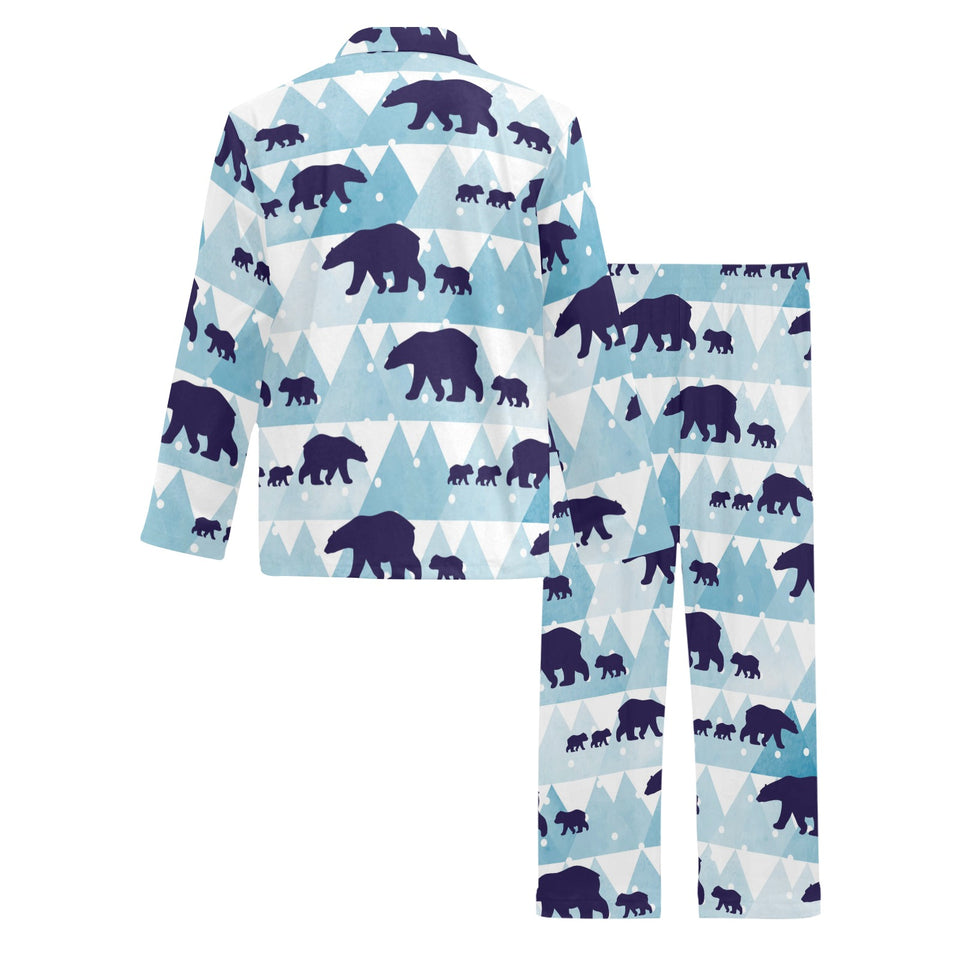 polar bear winter snow pattern Men's Long Pajama Set