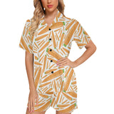 Carrot Pattern Print Design 02 Women's V-Neck Short Pajama Set