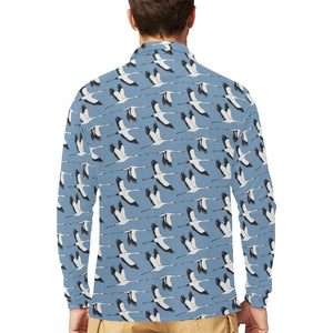 Seagull Pattern Print Design 04 Men's Long Sleeve Polo Shirt