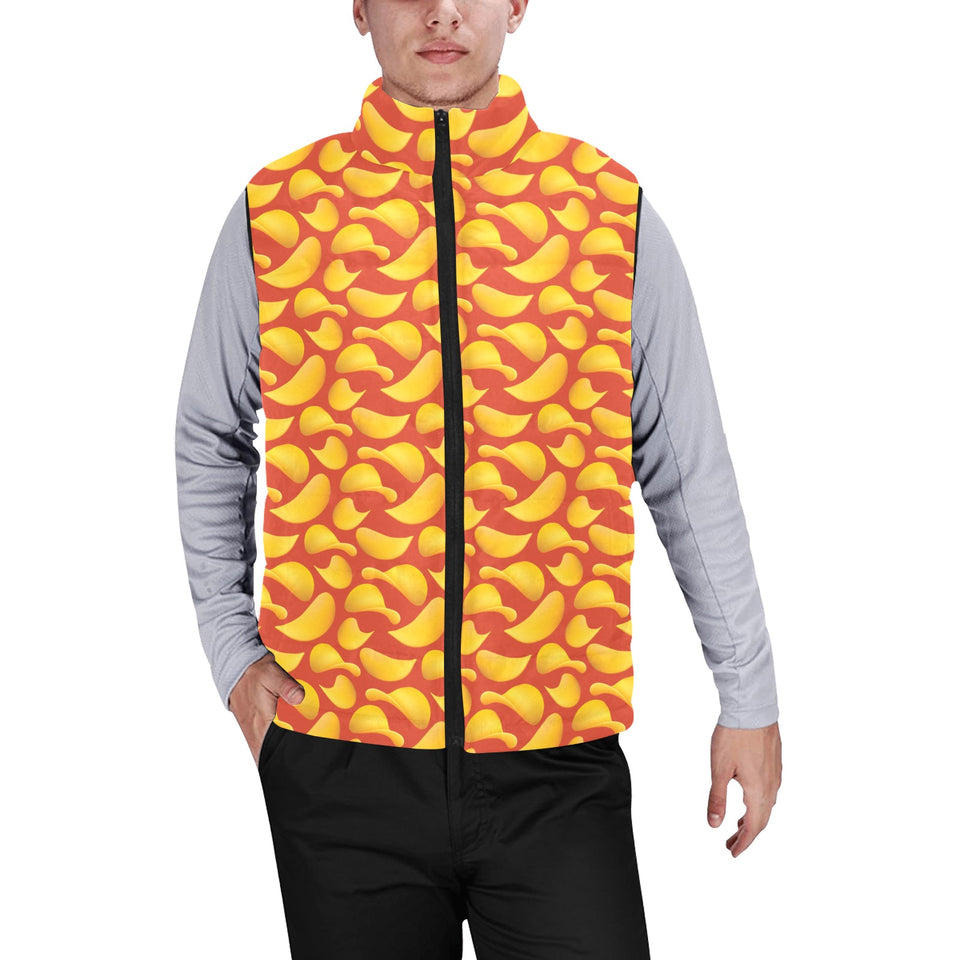 Potato Chips Pattern Print Design 05 Men's Padded Vest