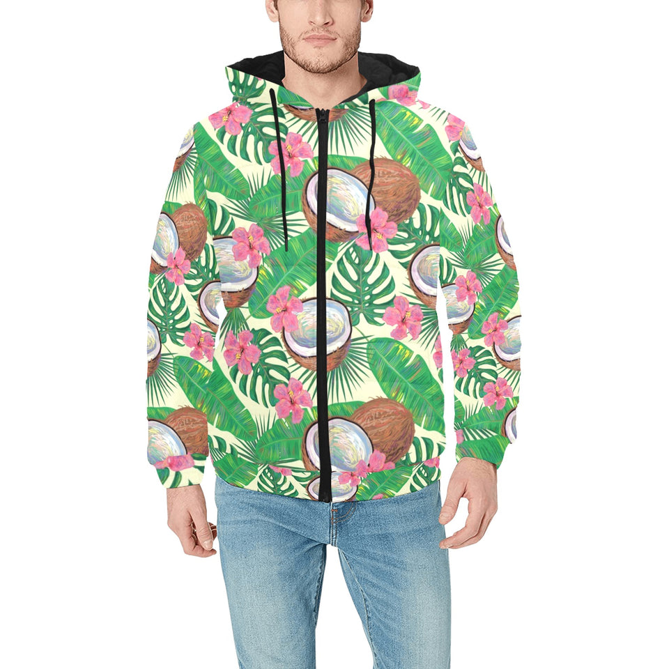 Coconut Pattern Print Design 01 Men's Padded Hooded Jacket
