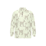 Little young goat pattern Men's Long Sleeve Polo Shirt