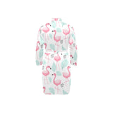 Cute flamingo pattern Men's Long Sleeve Belted Night Robe
