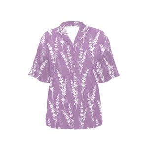 Lavender flowers purple pattern Women's All Over Print Hawaiian Shirt