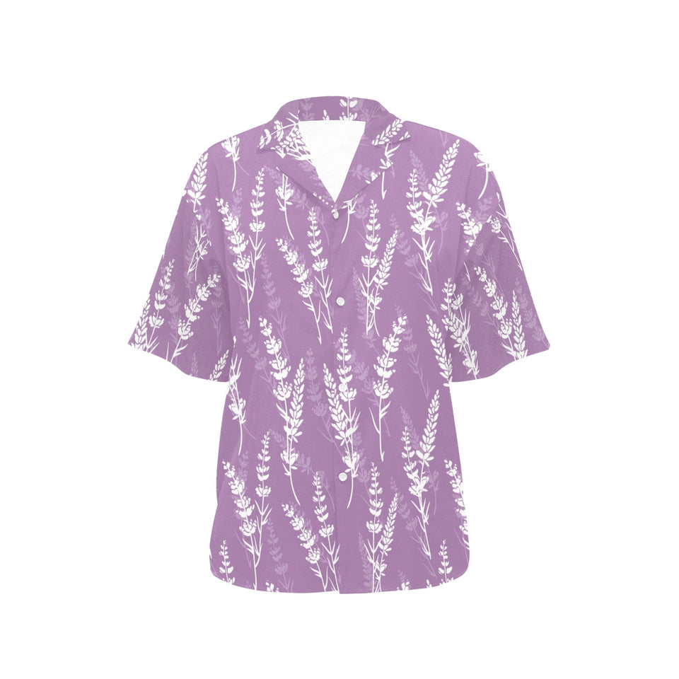 Lavender flowers purple pattern Women's All Over Print Hawaiian Shirt