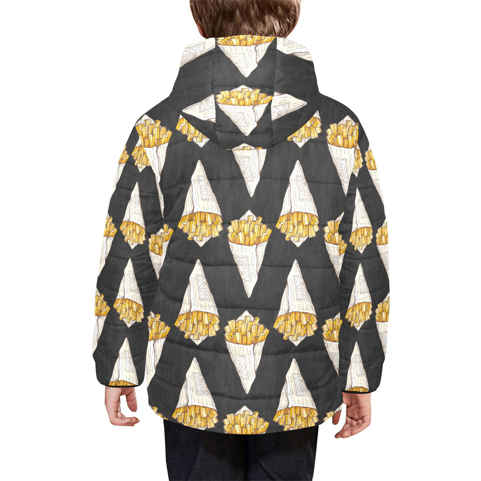 French fries dark background Kids' Boys' Girls' Padded Hooded Jacket