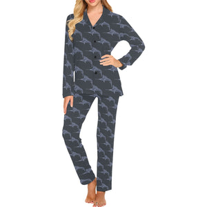 Swordfish Pattern Print Design 03 Women's Long Pajama Set