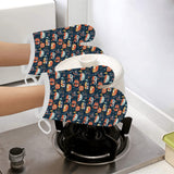 Camper Van Pattern Print Design 05 Heat Resistant Oven Mitts
