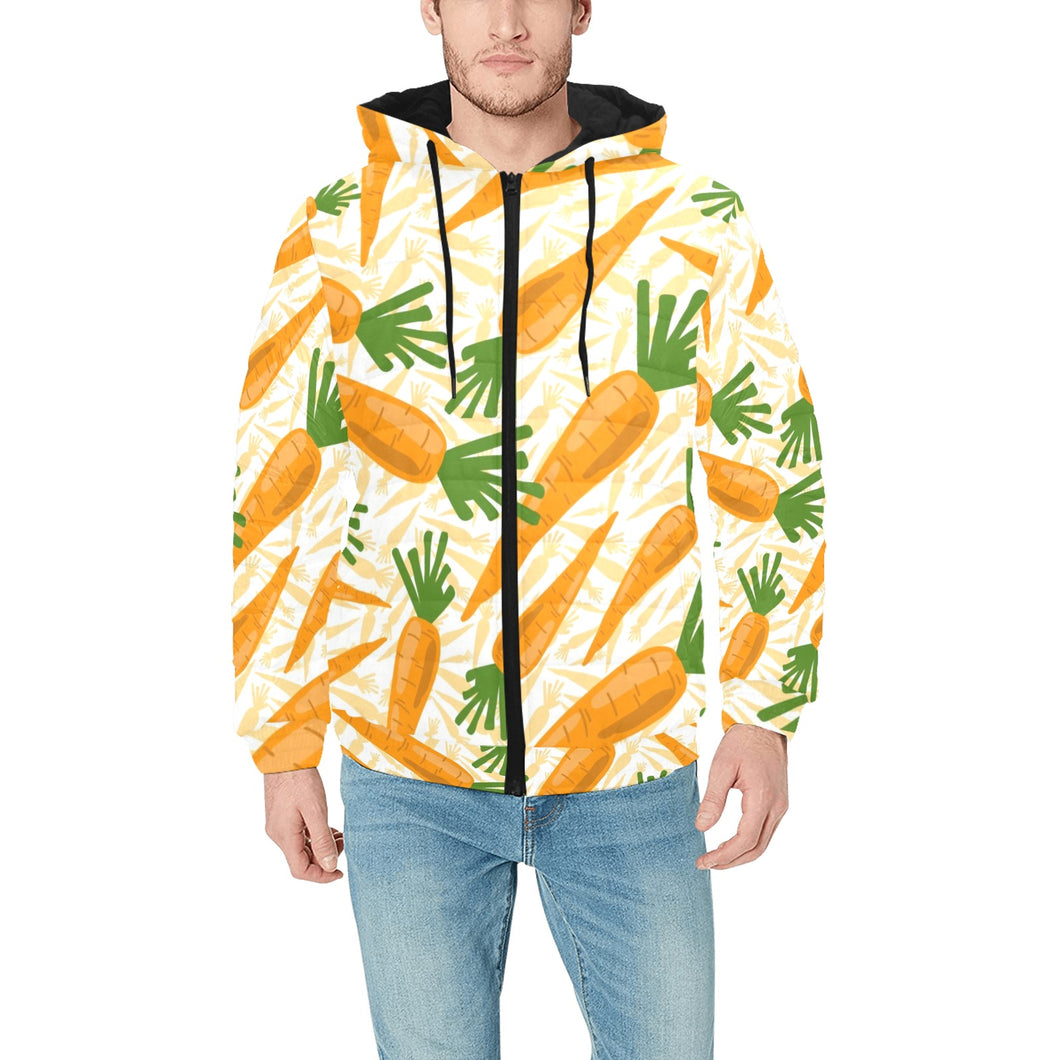 Carrot Pattern Print Design 01 Men's Padded Hooded Jacket