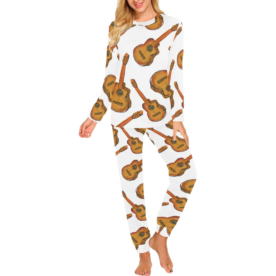 Paint Guitar Pattern Women's All Over Print Pajama Set