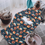 Camper Van Pattern Print Design 05 Blanket Robe with Sleeves