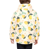 lemon flower leave pattern Kids' Boys' Girls' Padded Hooded Jacket