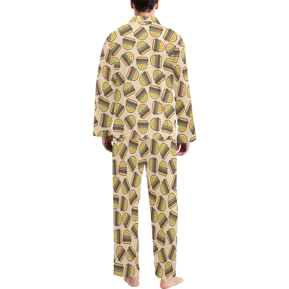 Hamburger Pattern Print Design 01 Men's Long Pajama Set