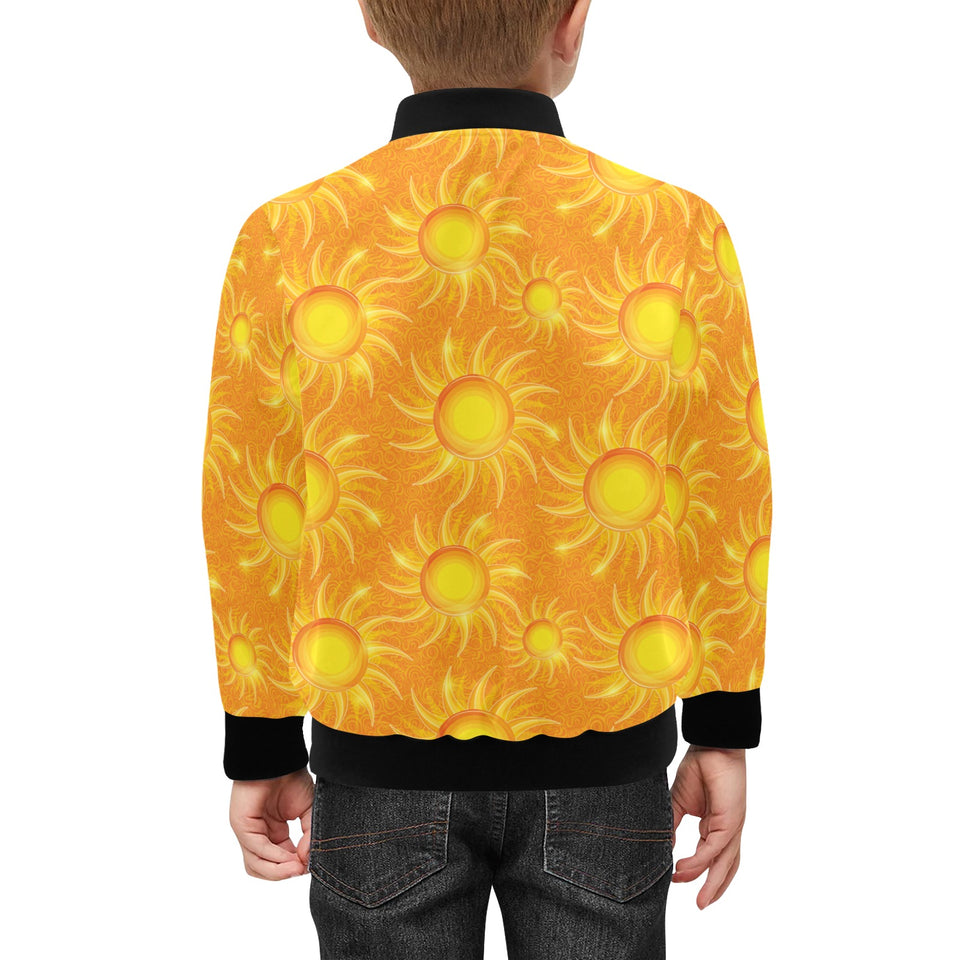 Sun orange background Kids' Boys' Girls' Bomber Jacket