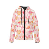 Hand drawn heart design pattern Women's Padded Hooded Jacket