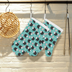 Hedgehog Pattern Print Design 03 Heat Resistant Oven Mitts