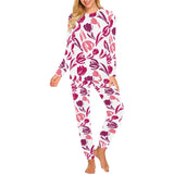 pink sketch tulip pattern Women's All Over Print Pajama Set