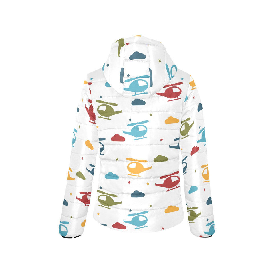 Colorful helicopter pattern Women's Padded Hooded Jacket
