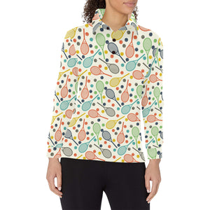 Tennis Pattern Print Design 03 Women's Long Sleeve Polo Shirt